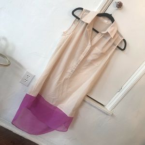 Lush 2-Tone Sleeveless Collared Shirt Dress